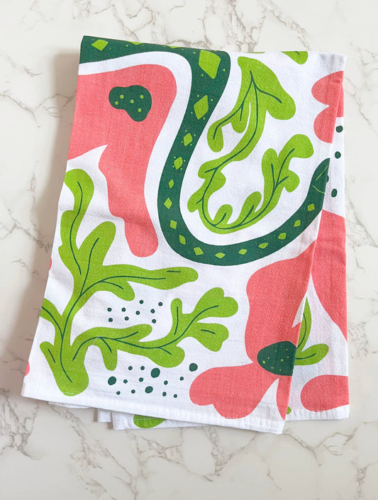 Snake Flower Modern Abstract Floral Kitchen Towel