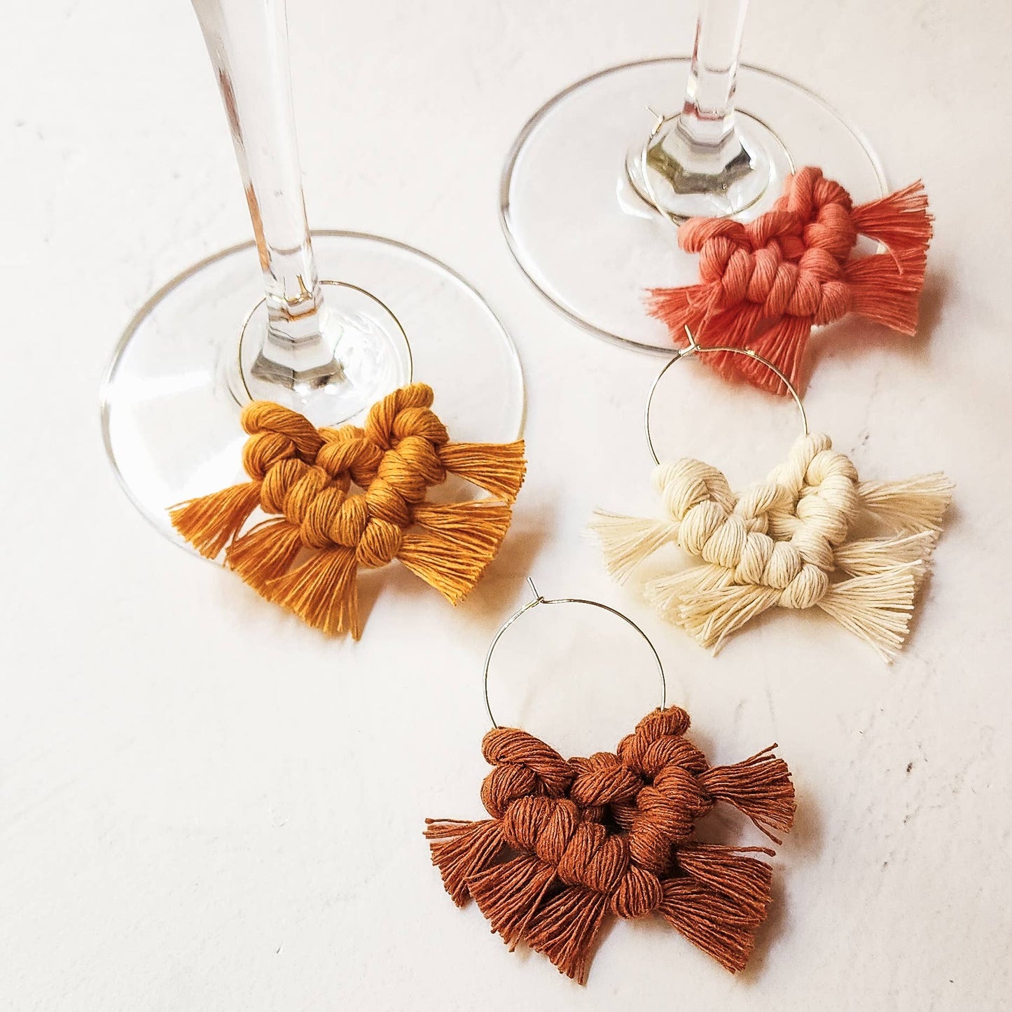 Macrame Wine Glass Charms/ Glass Tags/ Charm Set