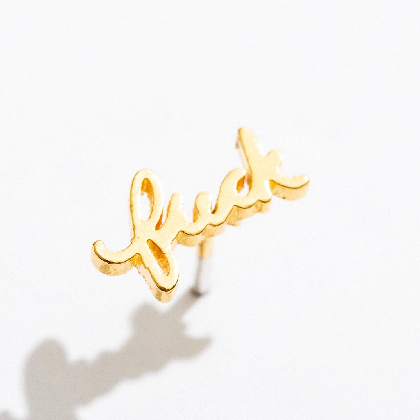 Fuck Script Stud Earring - Gold