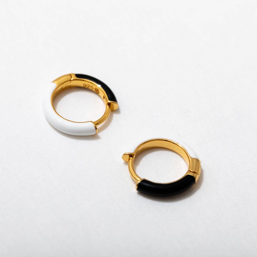 Two Tone Enamel Huggie Hoops - 3 Color Options