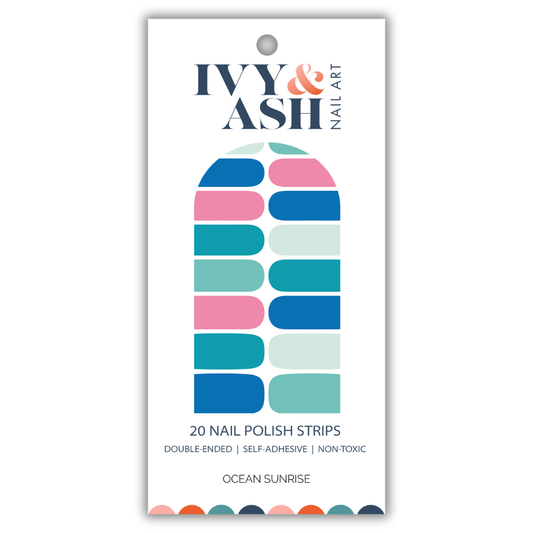 Ocean Sunrise | Teal Blue & Pink Skittle Mani Nail Wrap Set
