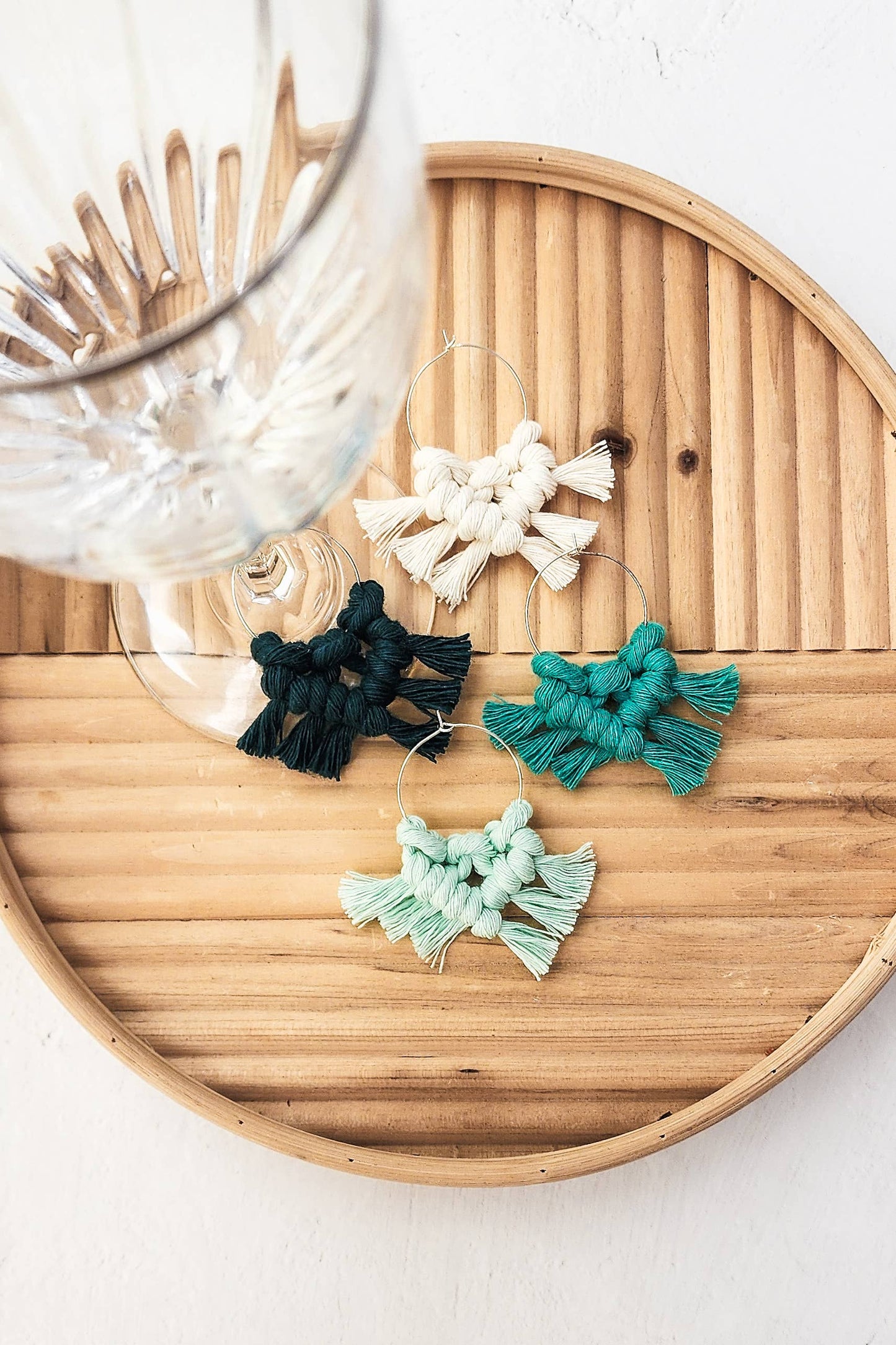 Macrame Wine Glass Charms/ Glass Tags/ Charm Set