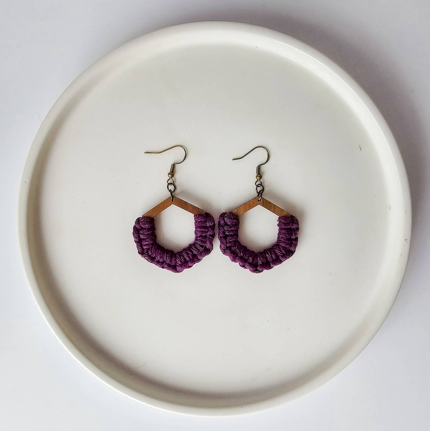Macrame Honeycomb Earrings Bright Rainbow