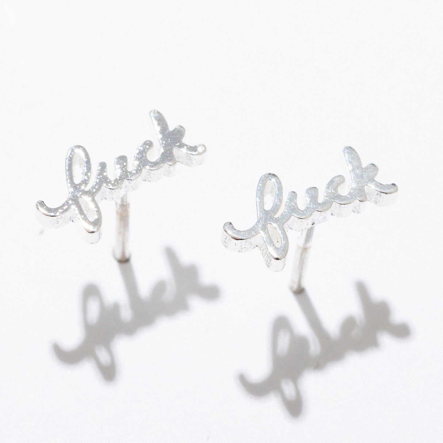 Fuck Script Stud Earring - Gold