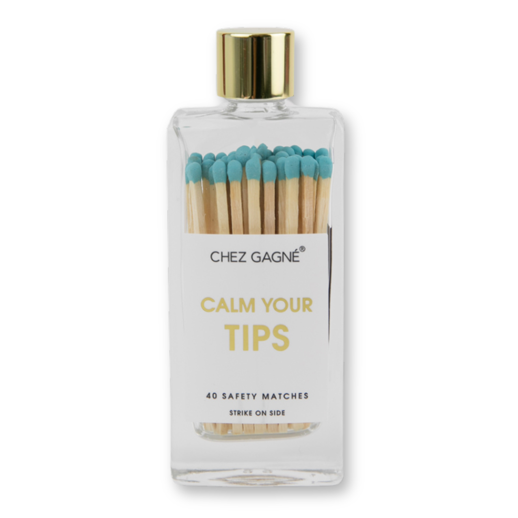 Calm Your Tips - Glass Bottle Safety Matches - Aqua