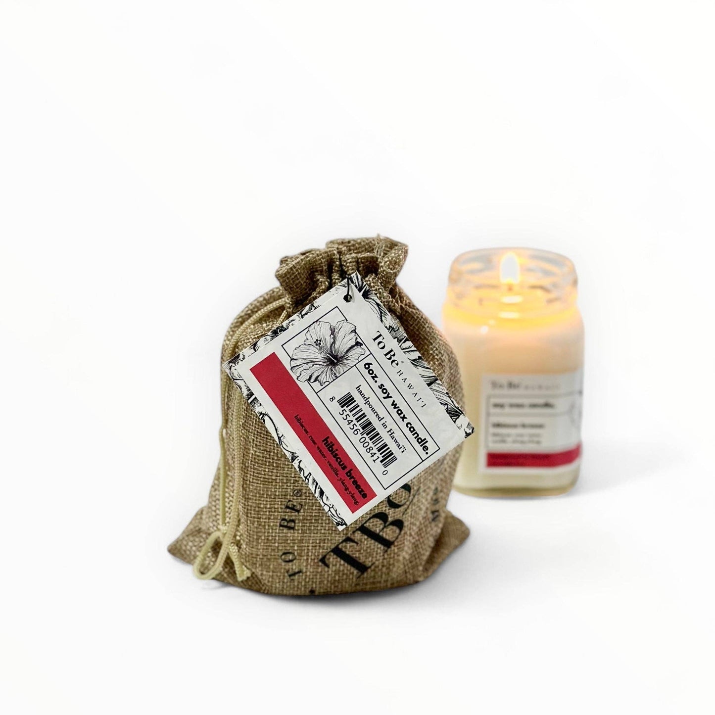 Hibiscus breeze soy wax candle.