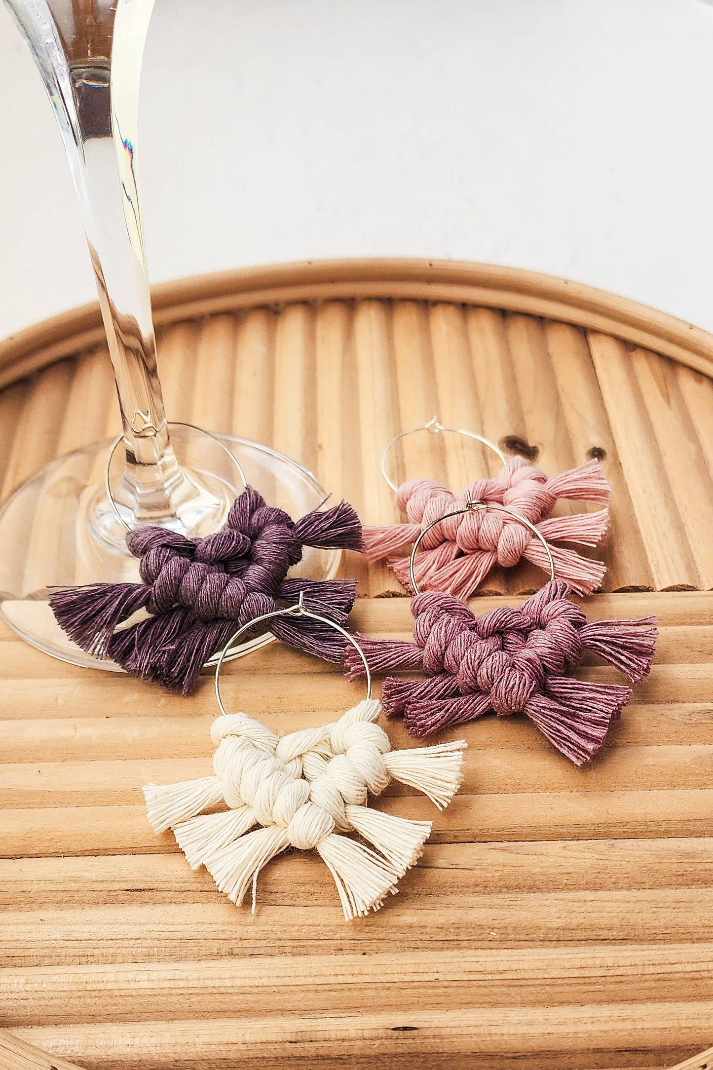 Macrame Wine Glass Charms/ Glass Tags/ Charm Set