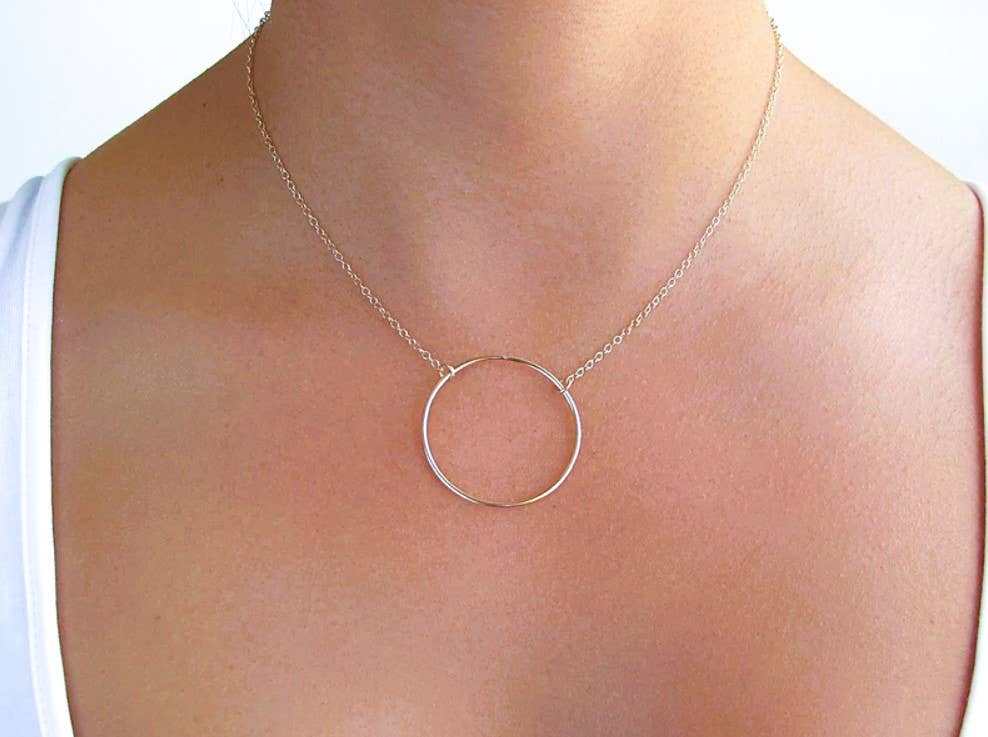 Oversized Circle Necklace, Loop, Ring, Orb Pendant