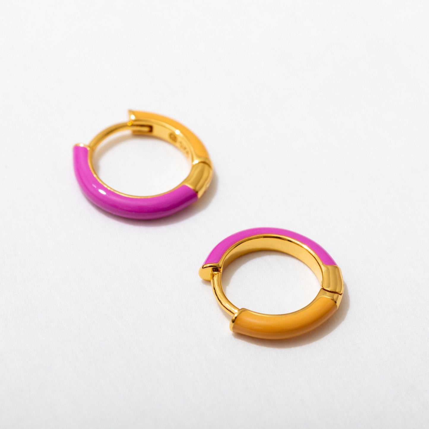Two Tone Enamel Huggie Hoops - 3 Color Options