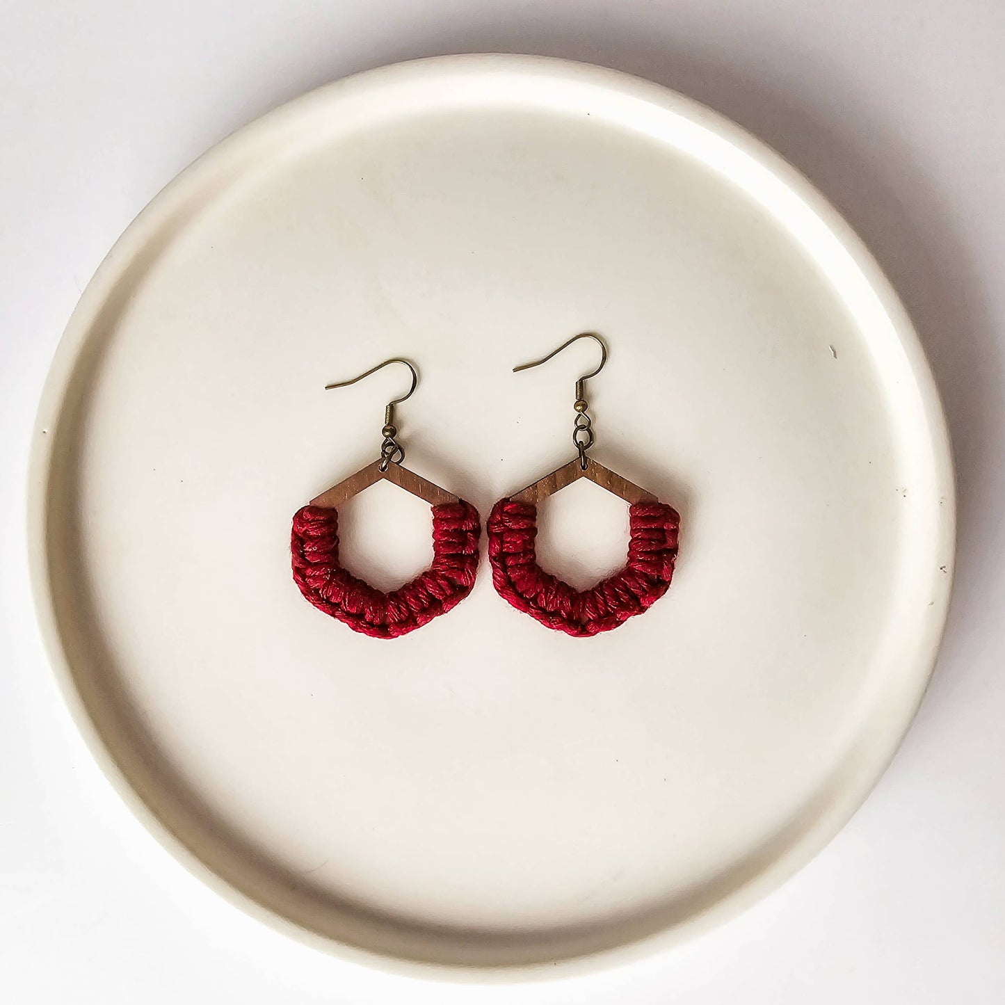 Macrame Honeycomb Earrings Bright Rainbow