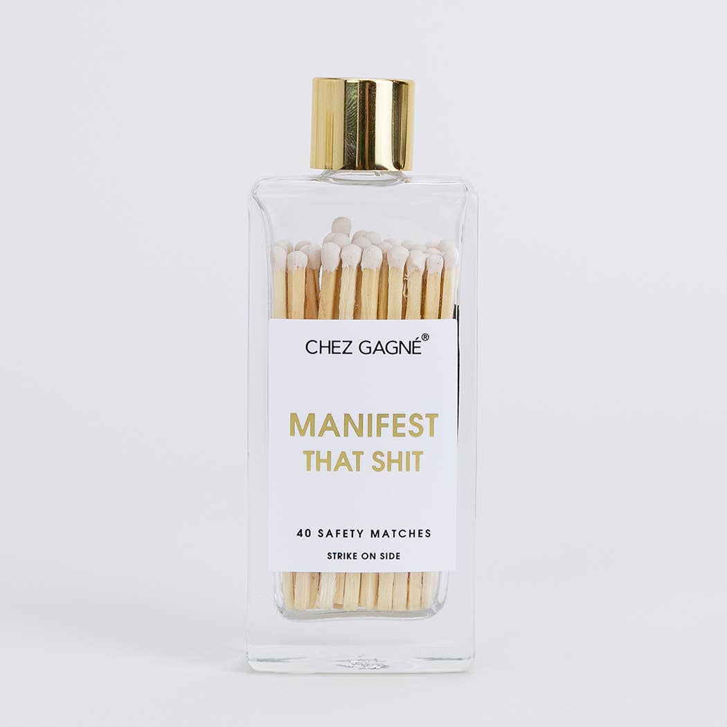Manifest That Shit - Glass Bottle Safety Matches - White