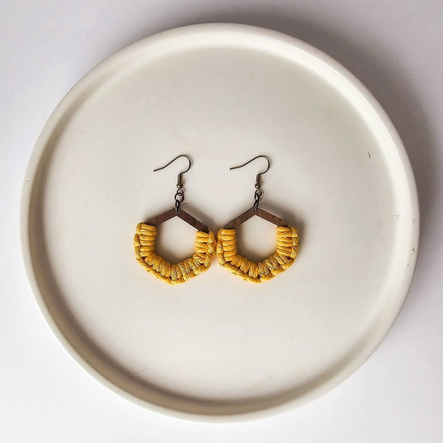Macrame Honeycomb Earrings Bright Rainbow
