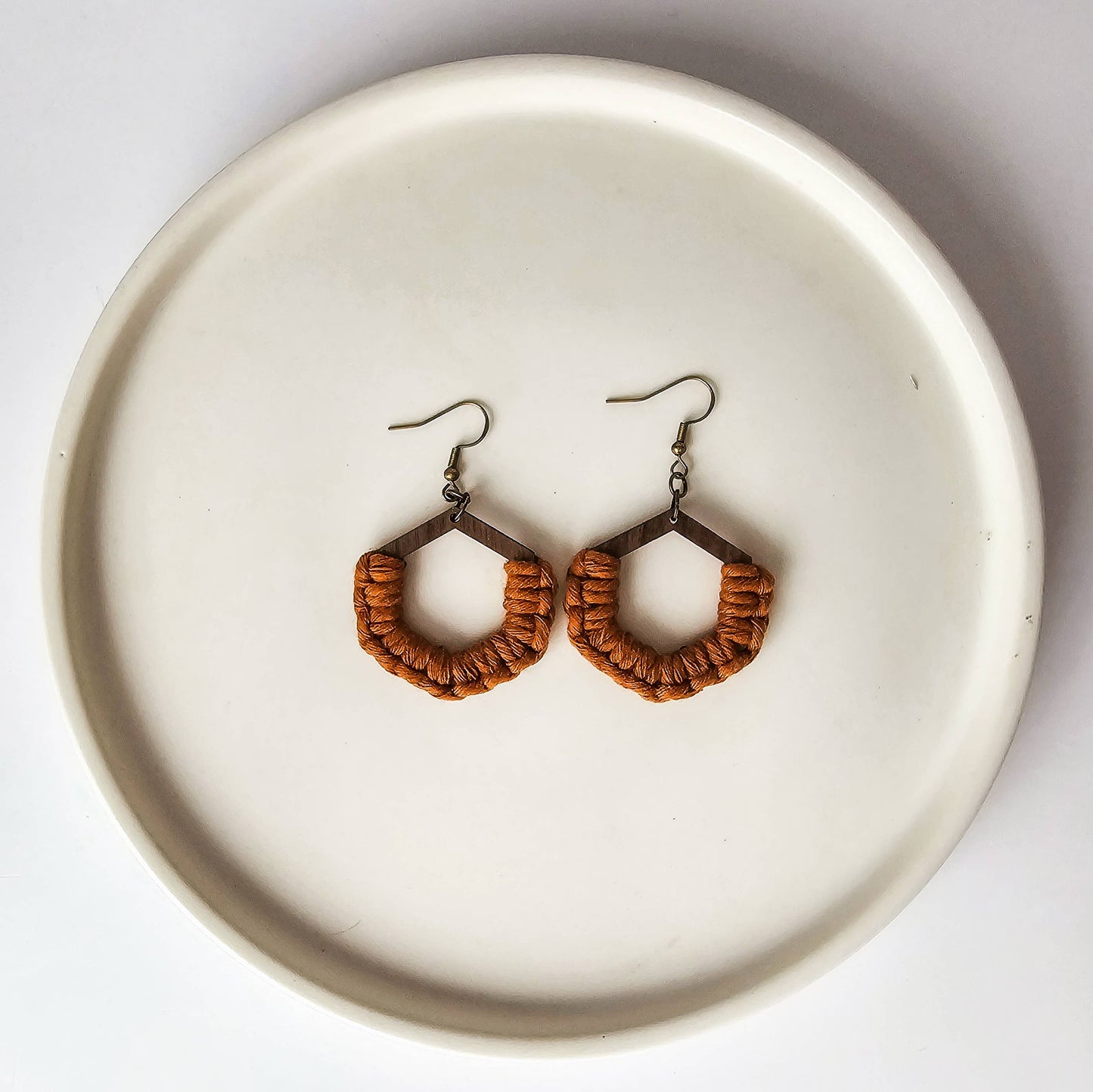 Macrame Honeycomb Earrings Bright Rainbow