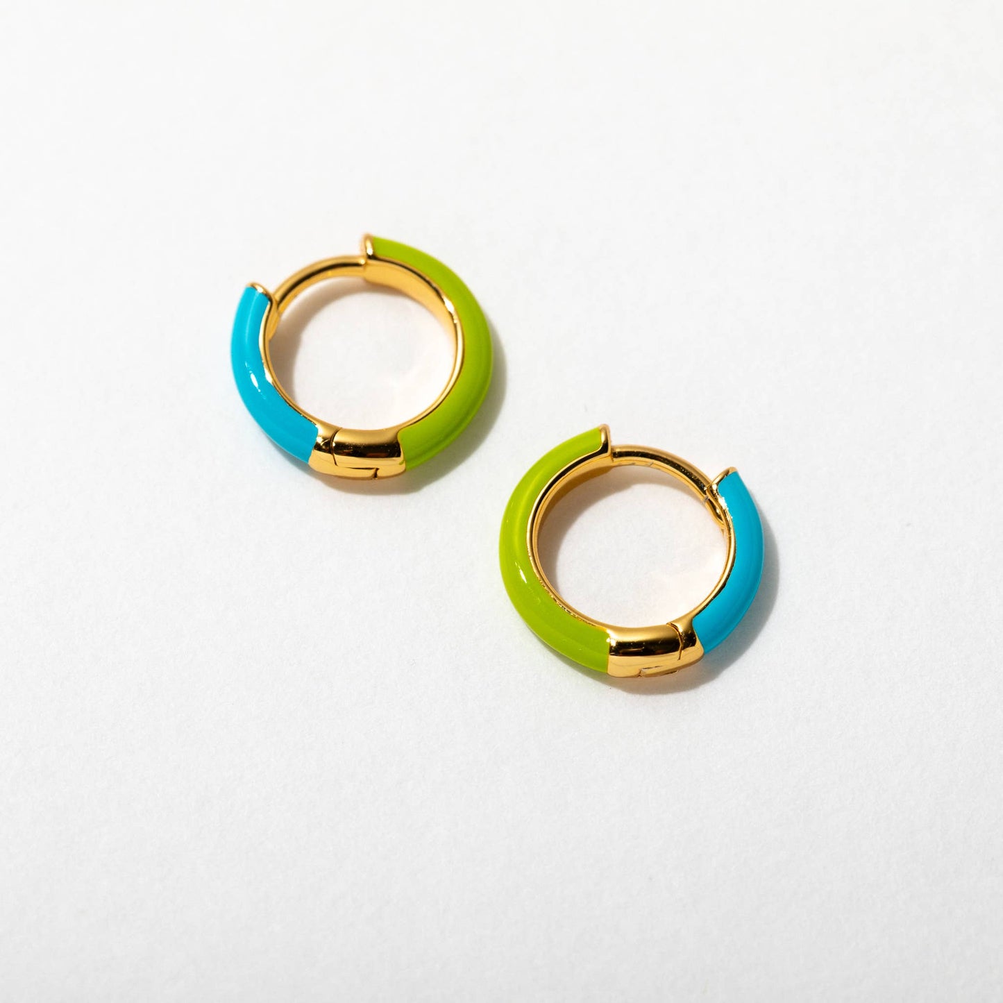 Two Tone Enamel Huggie Hoops - 3 Color Options