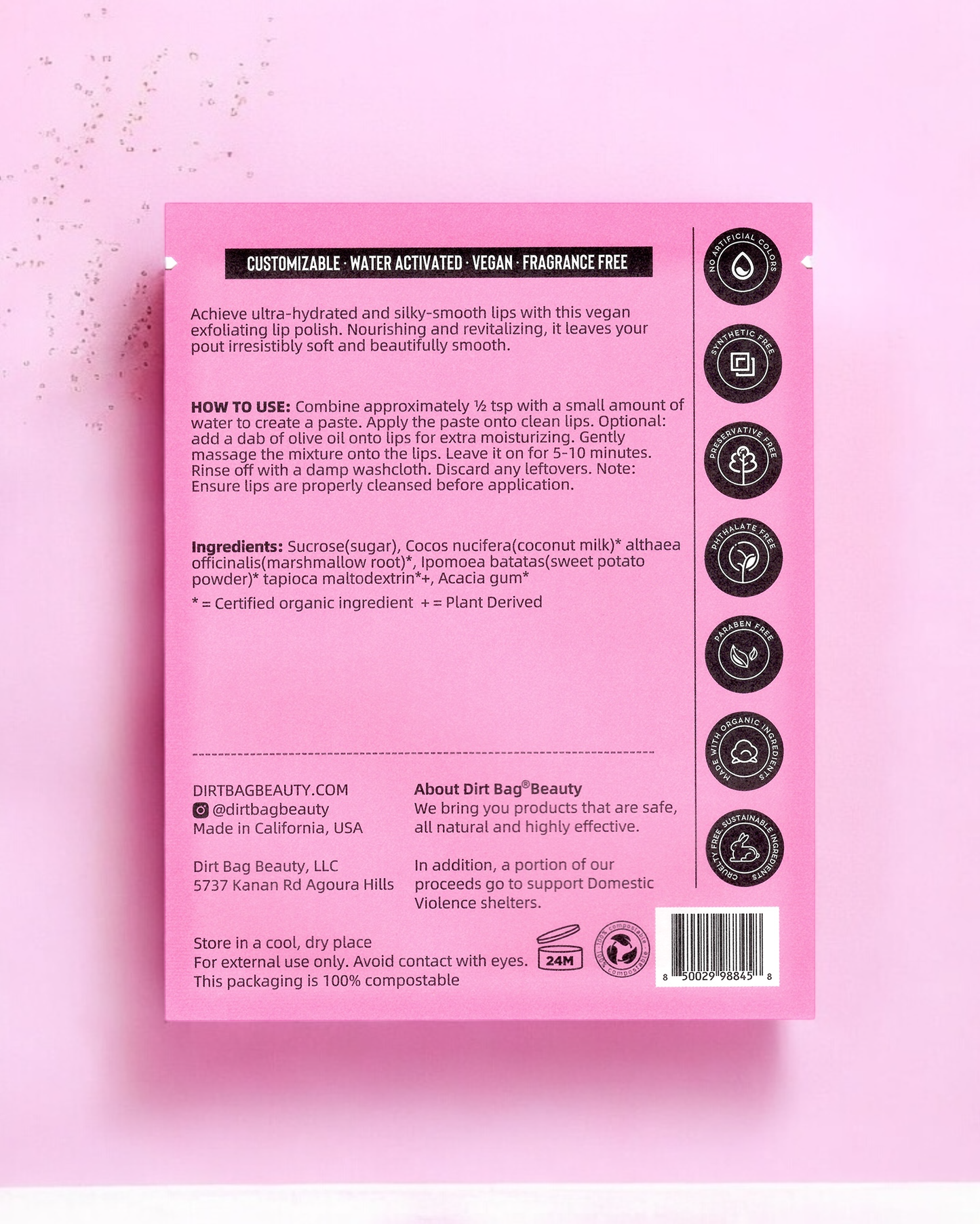 Organic Hydrating Vegan Powder Lip Mask + Polish