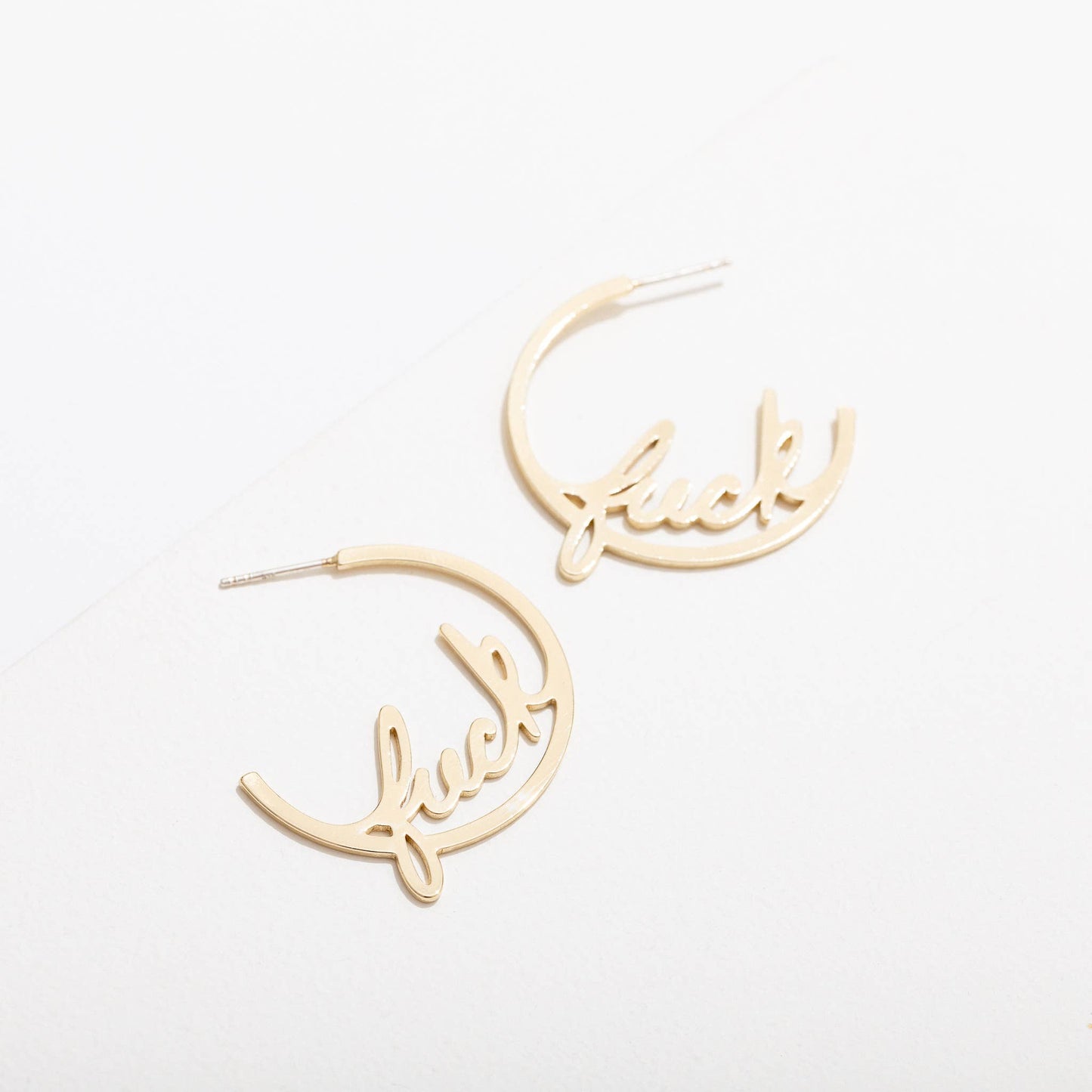 Fuck Hoop Earrings - 14K Gold or Sterling Silver Plate