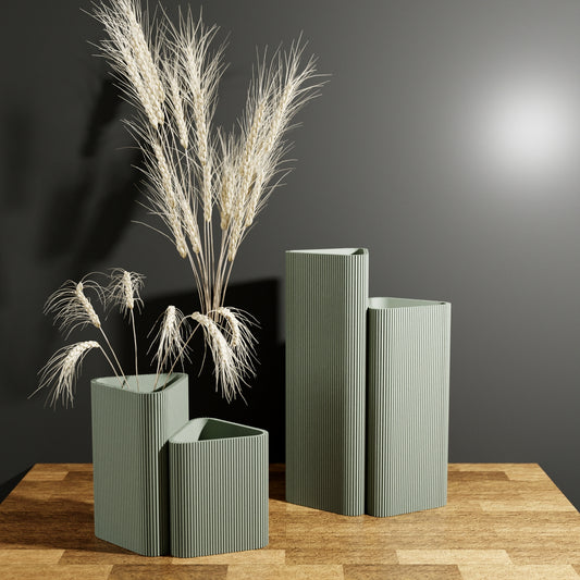 Triangle Vase - 10” Muted Green