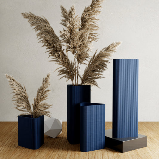 Triangle Vase - 10” Navy