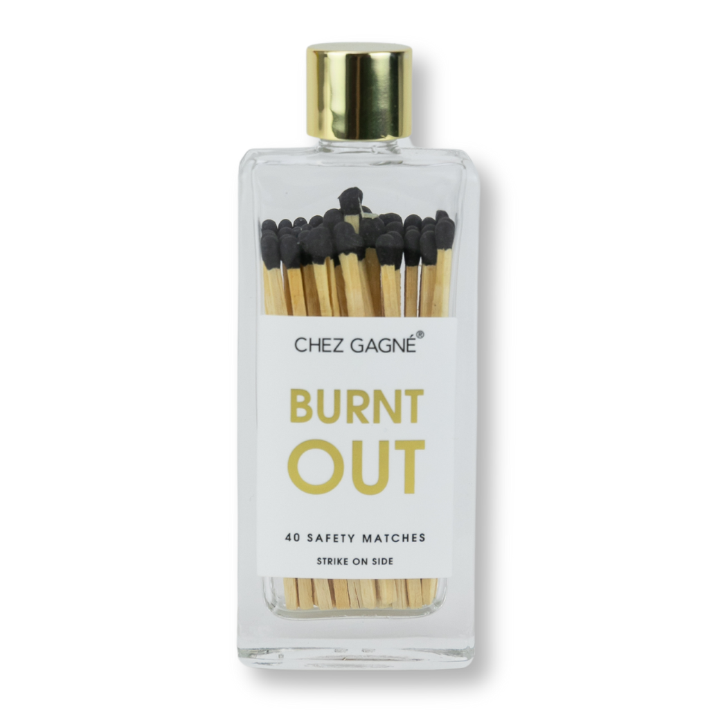 Burnt Out - Glass Bottle Safety Matches - Black