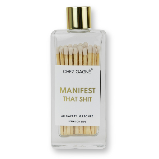 Manifest That Shit - Glass Bottle Safety Matches - White