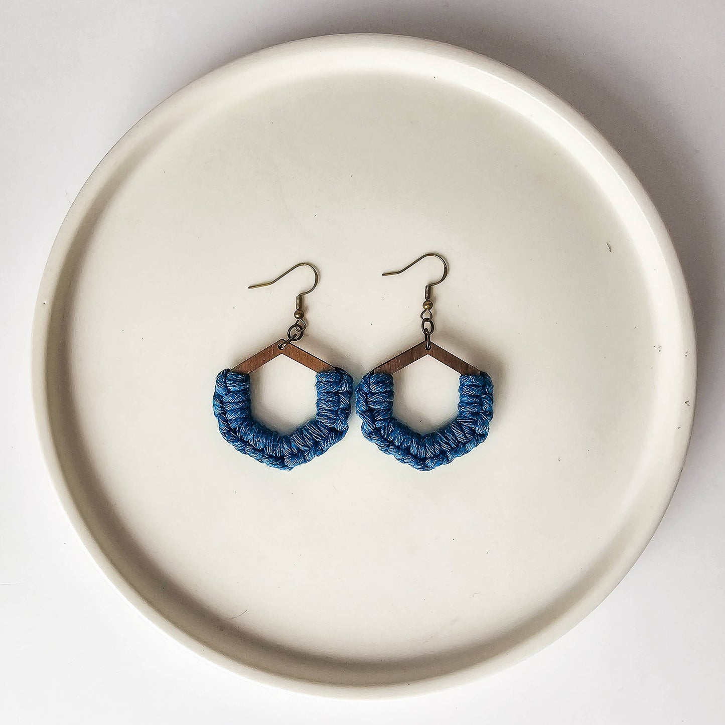 Macrame Honeycomb Earrings Bright Rainbow
