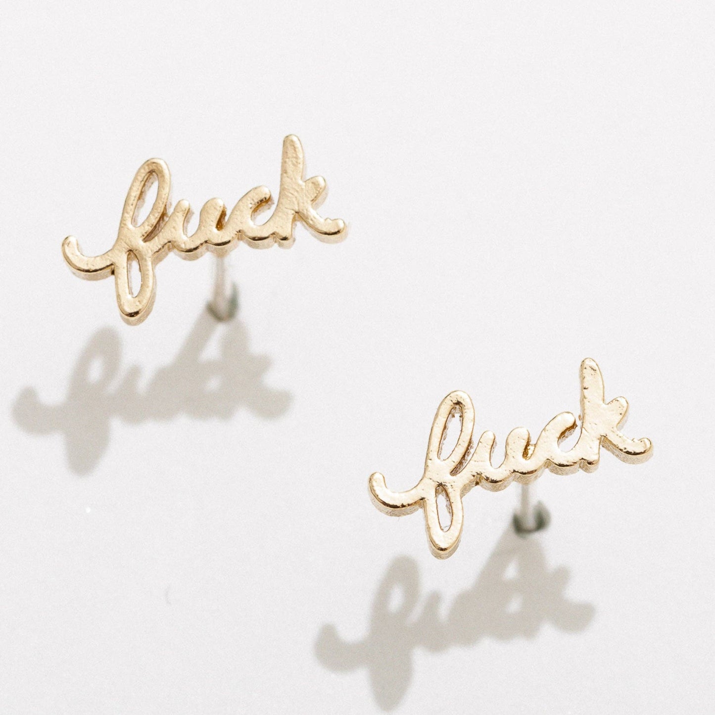 Fuck Script Stud Earring - Gold