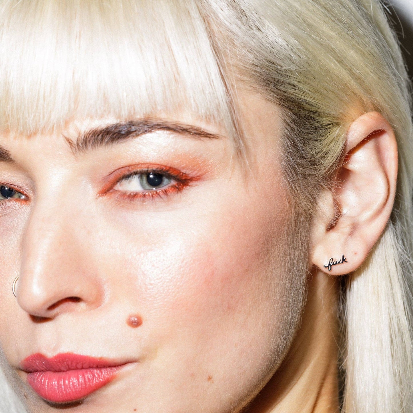Fuck Script Stud Earring - Gold