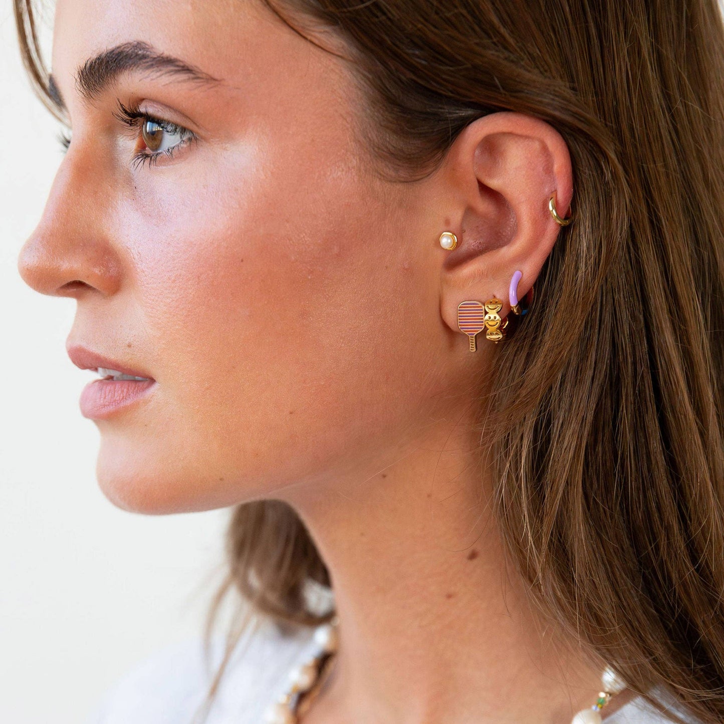 Two Tone Enamel Huggie Hoops - 3 Color Options