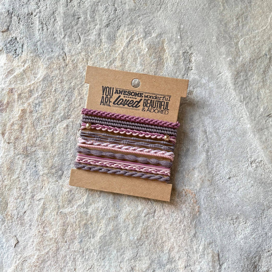 Boho Hair Ties on Kraft Card | Purple & Gray
