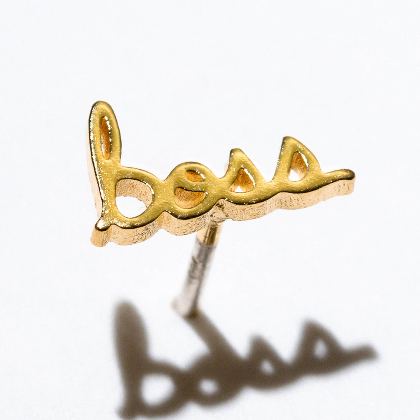 Boss 14k Gold Plated Word Studs