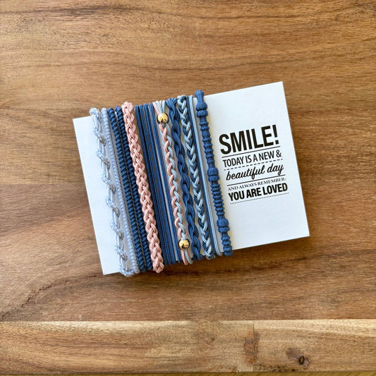 Boho Hair Ties | Navy & Pink