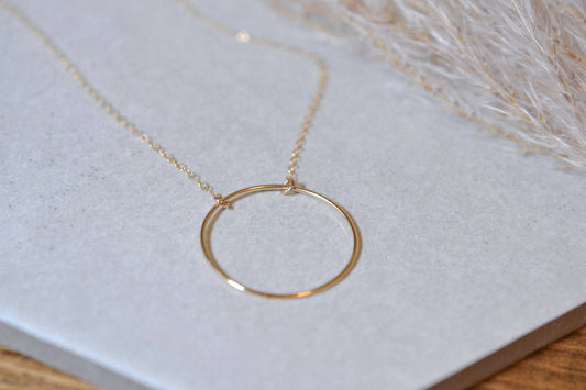 Oversized Circle Necklace, Loop, Ring, Orb Pendant
