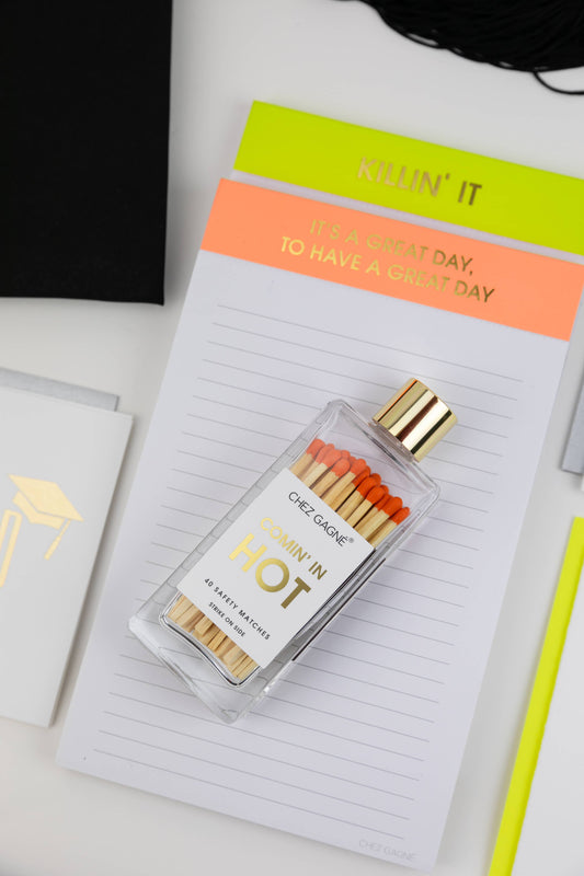 Coming In Hot - Glass Bottle Safety Matches - Orange