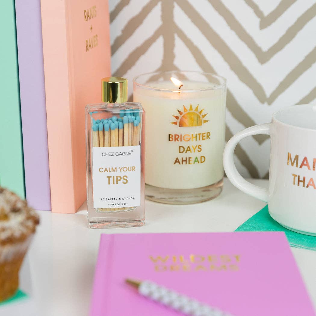 Calm Your Tips - Glass Bottle Safety Matches - Aqua