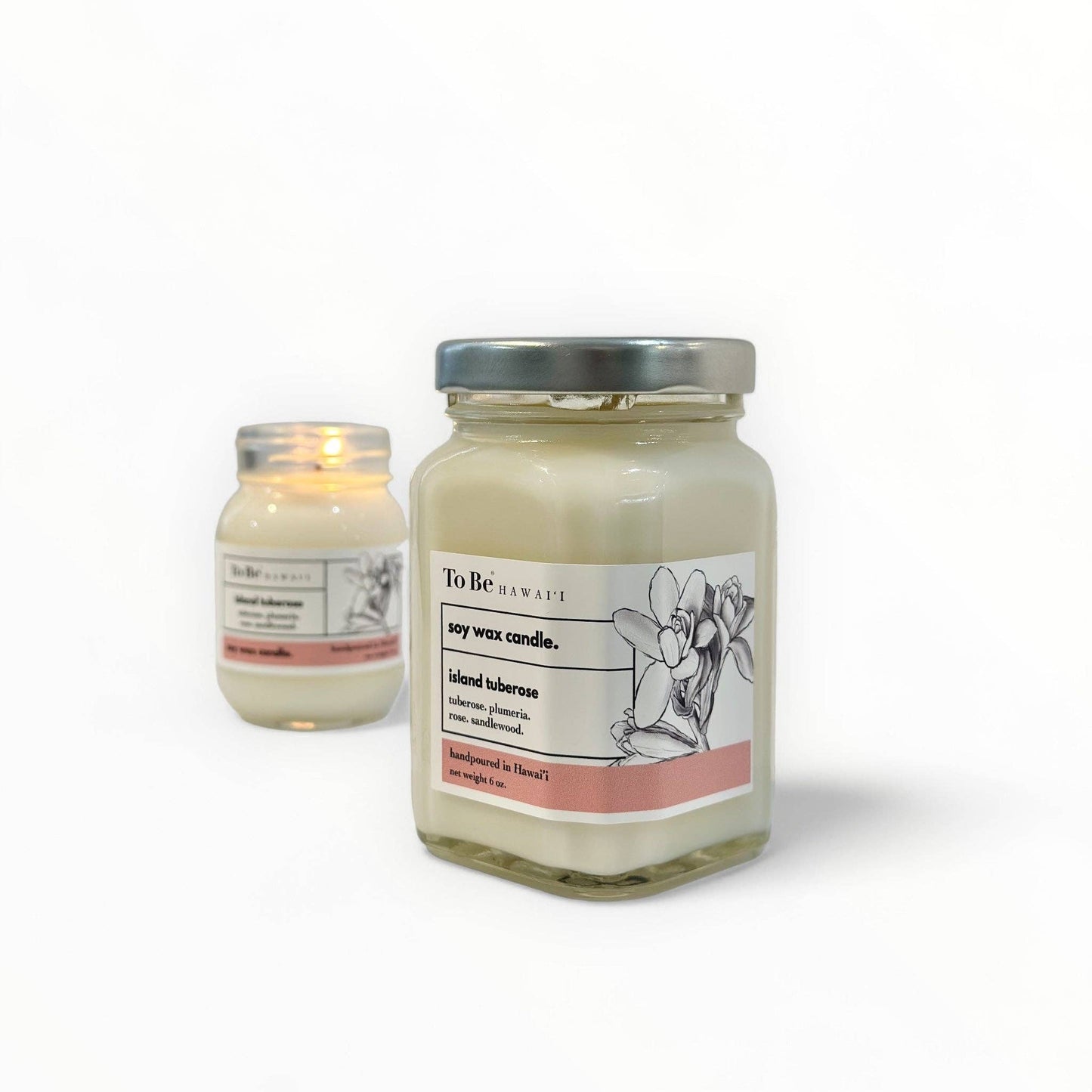 Island tuberose soy wax candle.