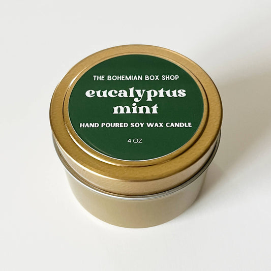 Eucalyptus Mint 4oz Gold Tin Candle