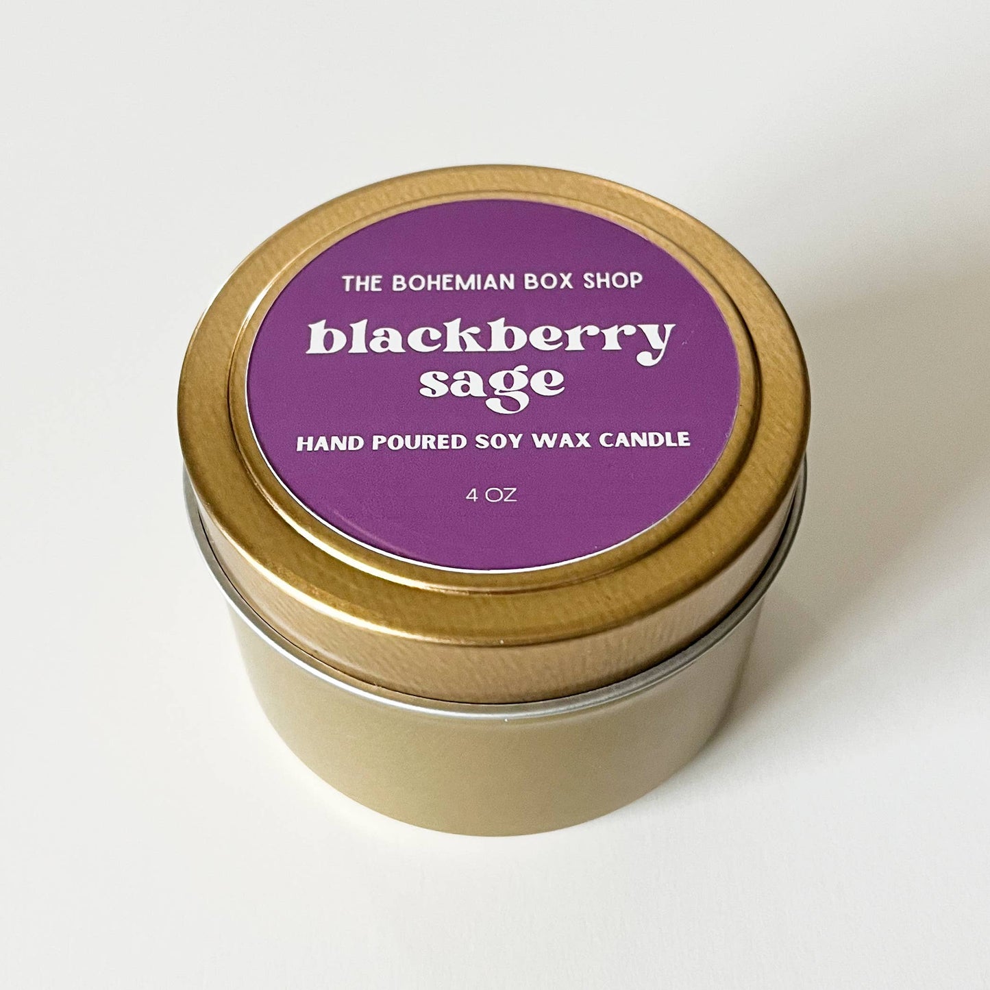 Blackberry Sage 4oz Gold Tin Candle 