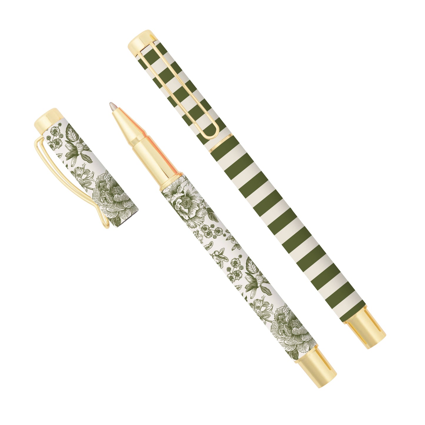 Green Floral Metal Pen Set - Home Decor & Gifts