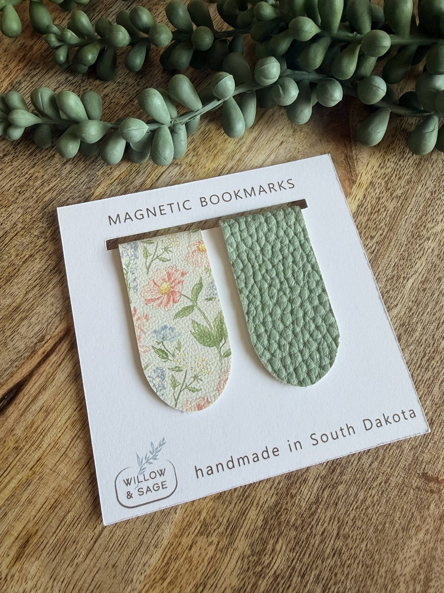 Sage & Spring Floral Magnetic Bookmark Pair
