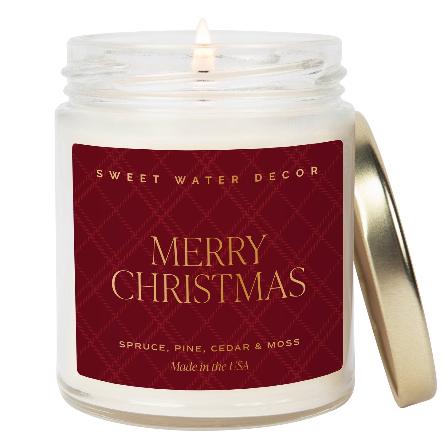 Merry Christmas Red 9 oz Soy Candle - Christmas Decor