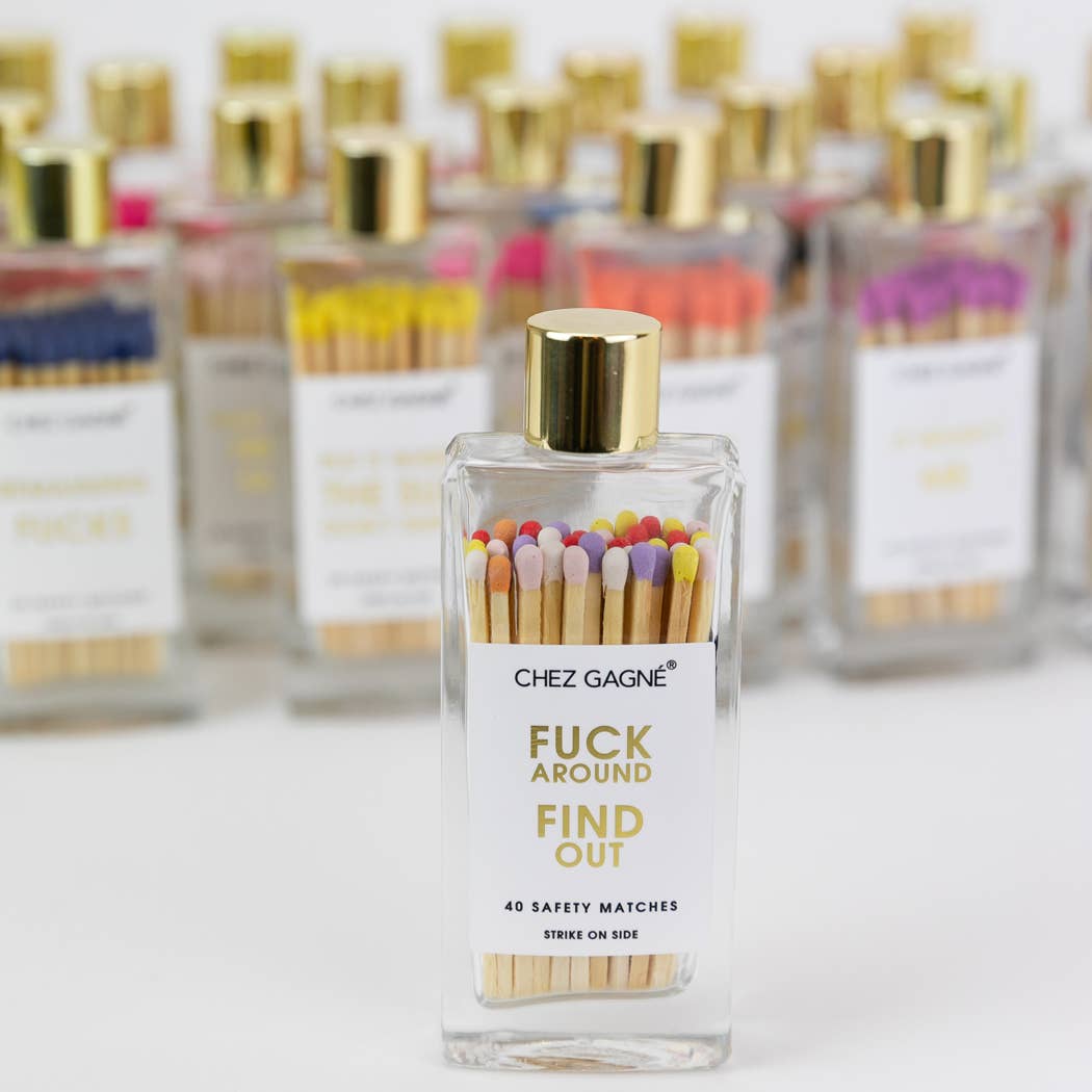Fuck Around Find Out Glass Bottle Safety Matches - Rainbow/Multi