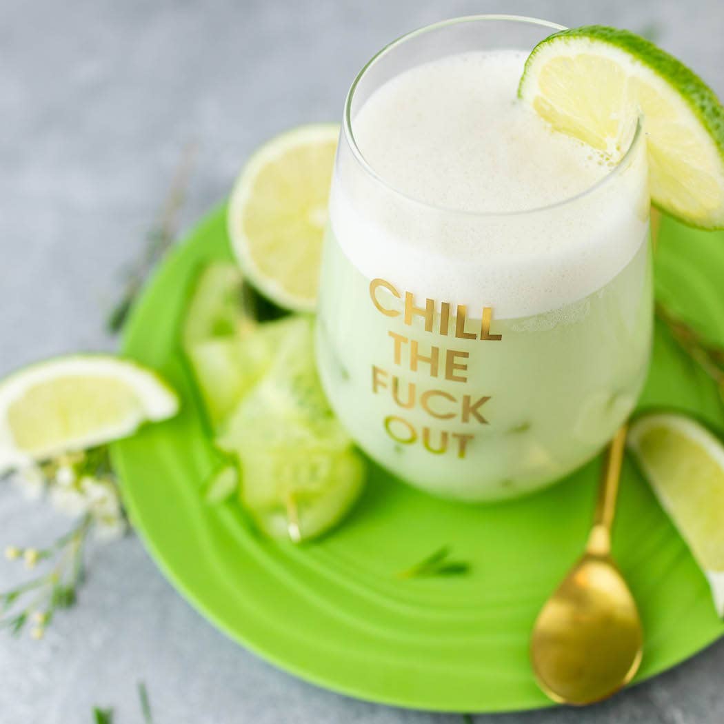 Chill The Fuck Out - Gold Foil Stemless Wine Glass