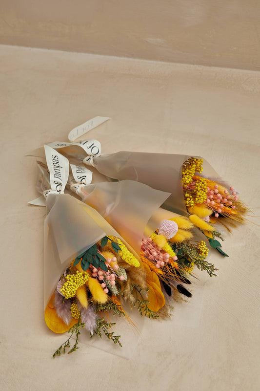 Small Dried Flower Bouquets - Yellow