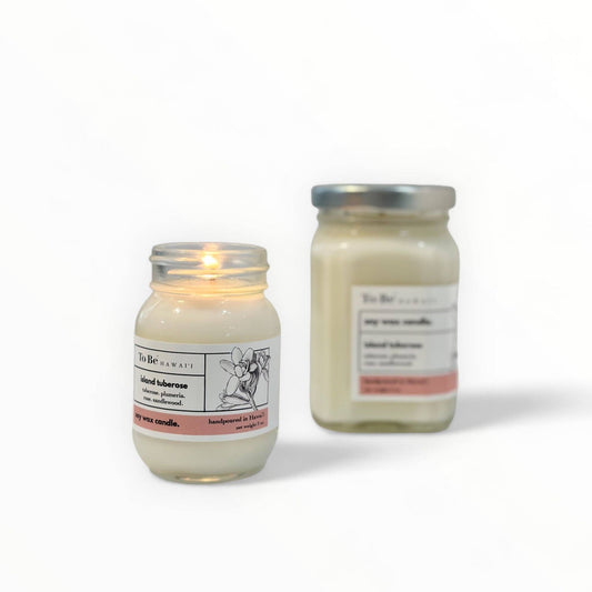 Island tuberose soy wax candle.