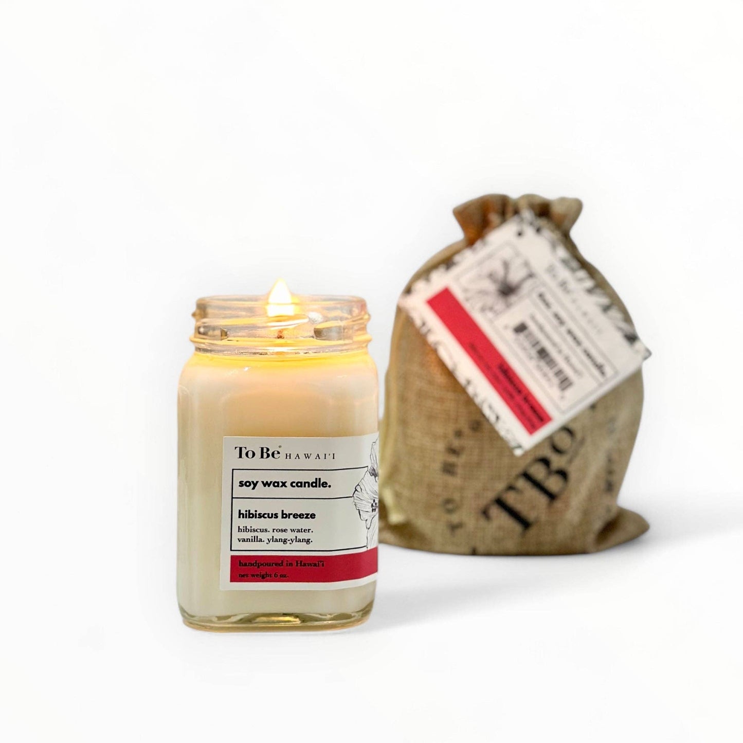 Hibiscus breeze soy wax candle.
