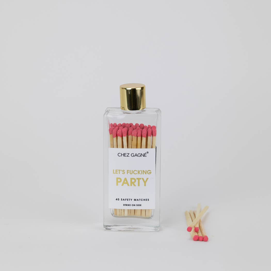 Let's Fucking Party - Glass Bottle Safety Matches - Coral
