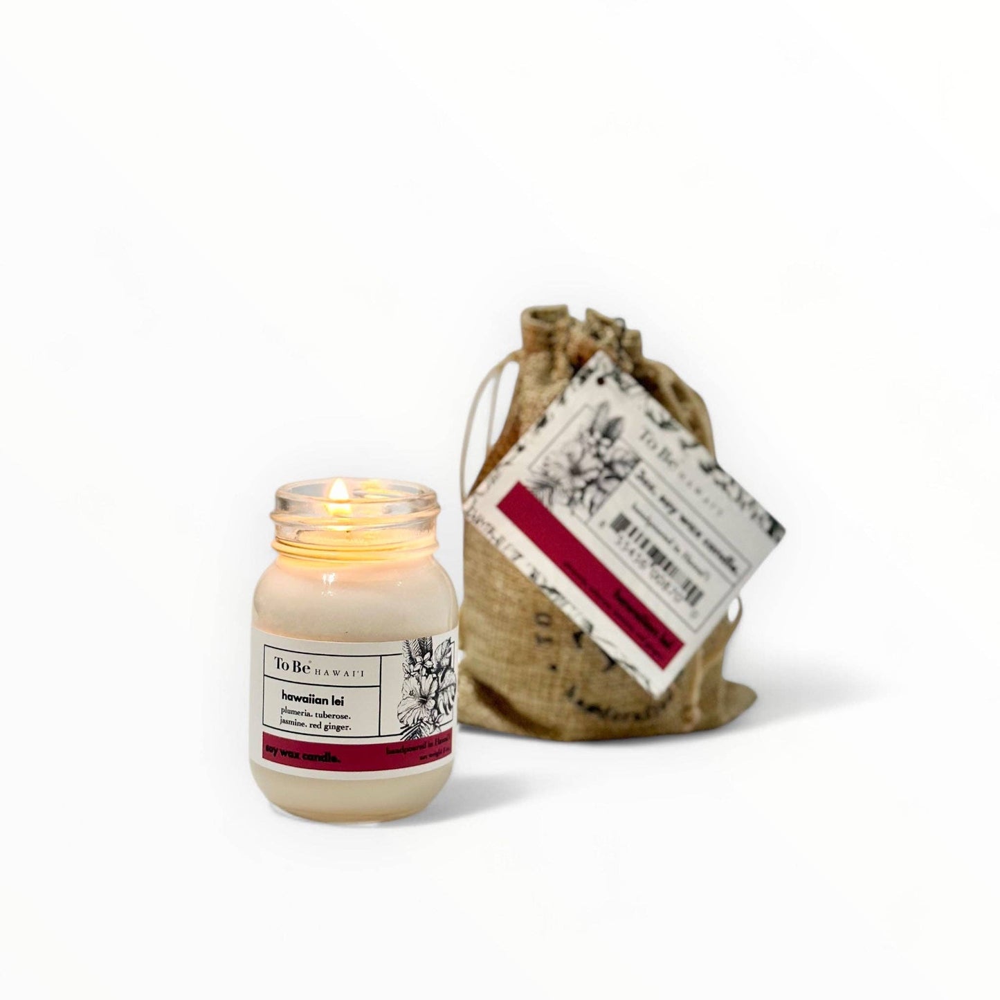 Hawaiian lei soy wax candle.