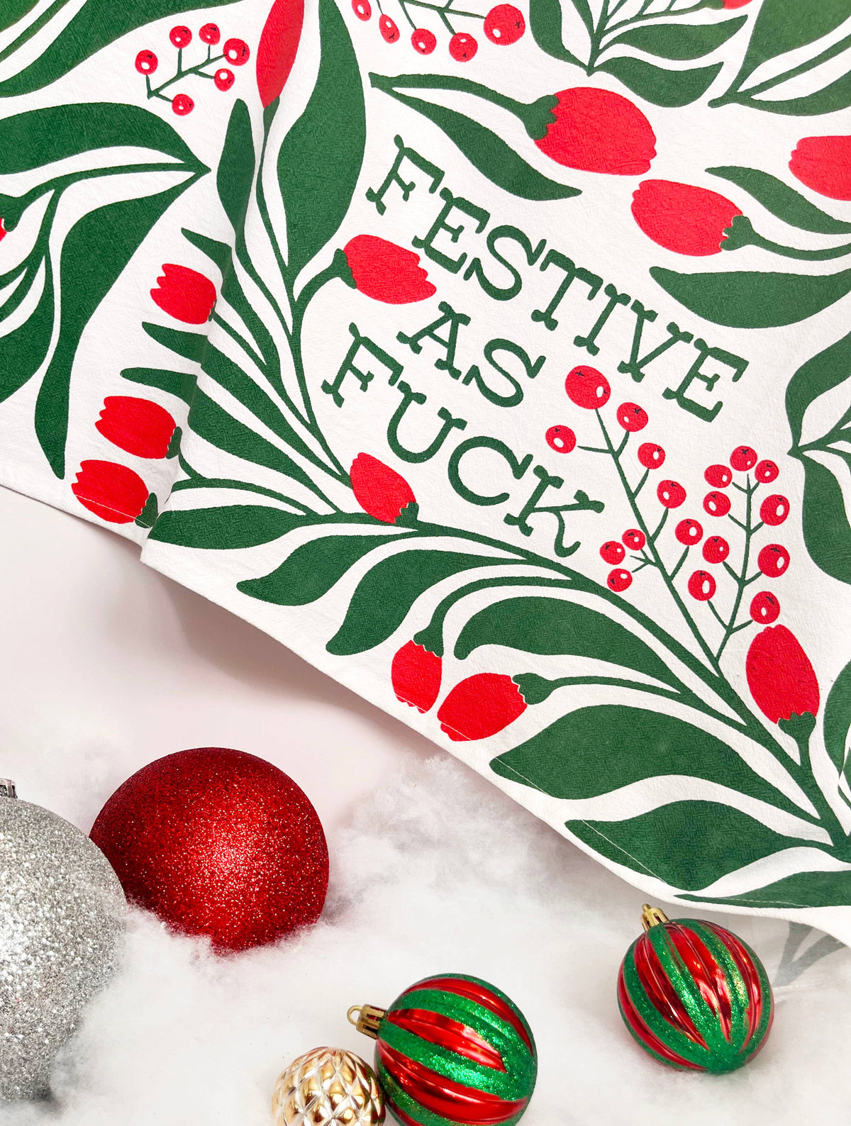 Festive as Fuck - Funny Christmas Kitchen Towel