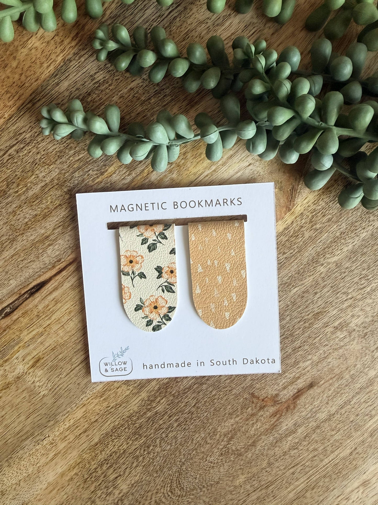 Boho Sand & Floral Magnetic Bookmark Pair