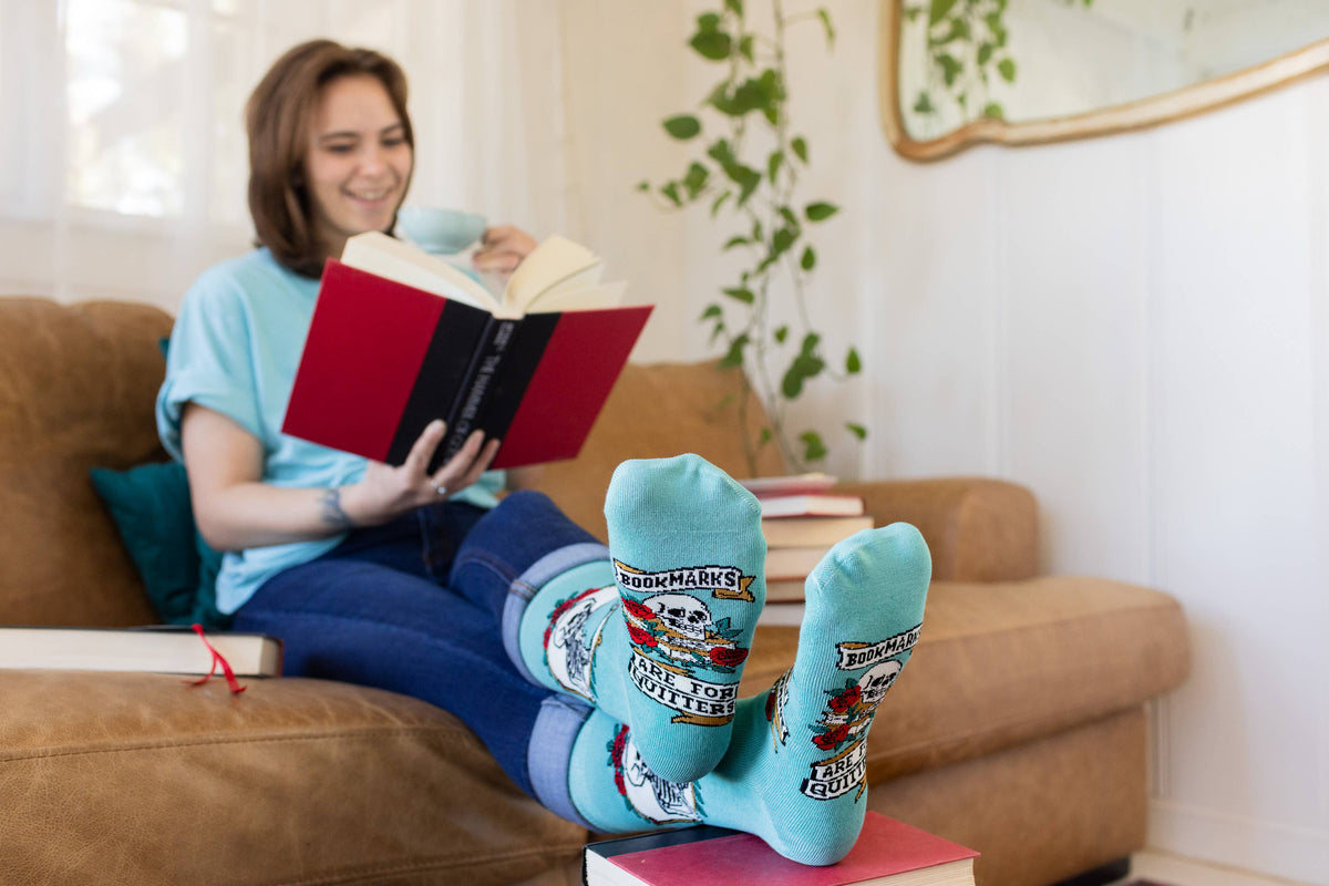Bookmarks are for Quitters Book Socks Gift for Readers